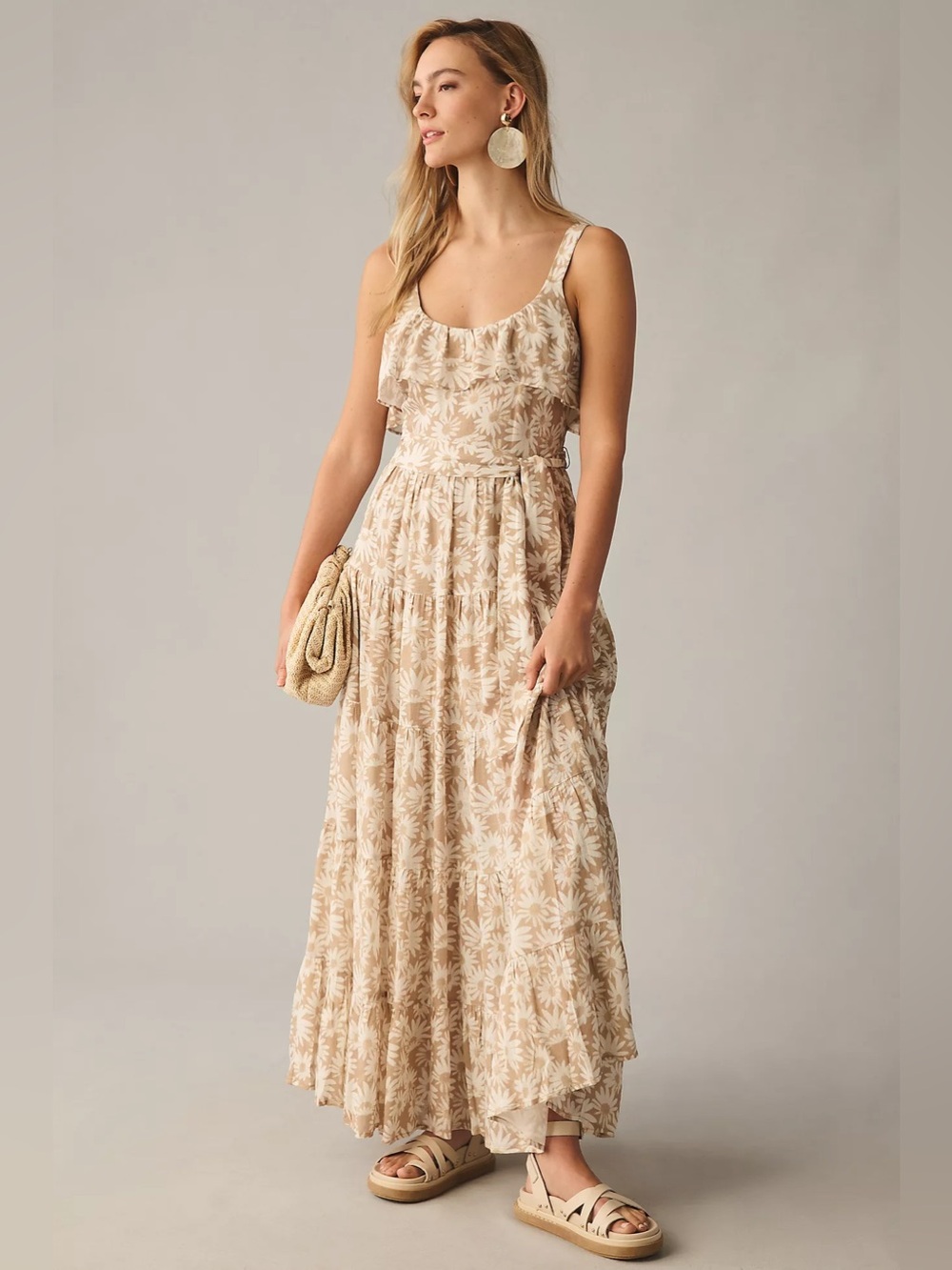 NWT PAIGE Tecin Floral Ruffle Maxi Dress Size Medium $299